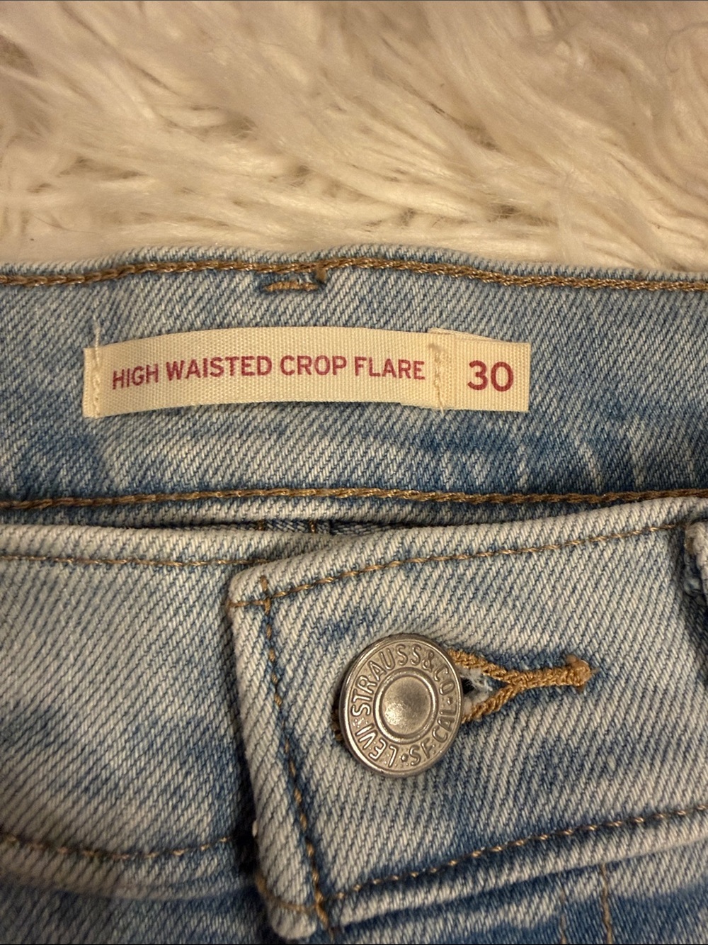 Levi’s high waisted crop flare stretch denim jeans high rise kick flare 30 - Picture 4 of 9